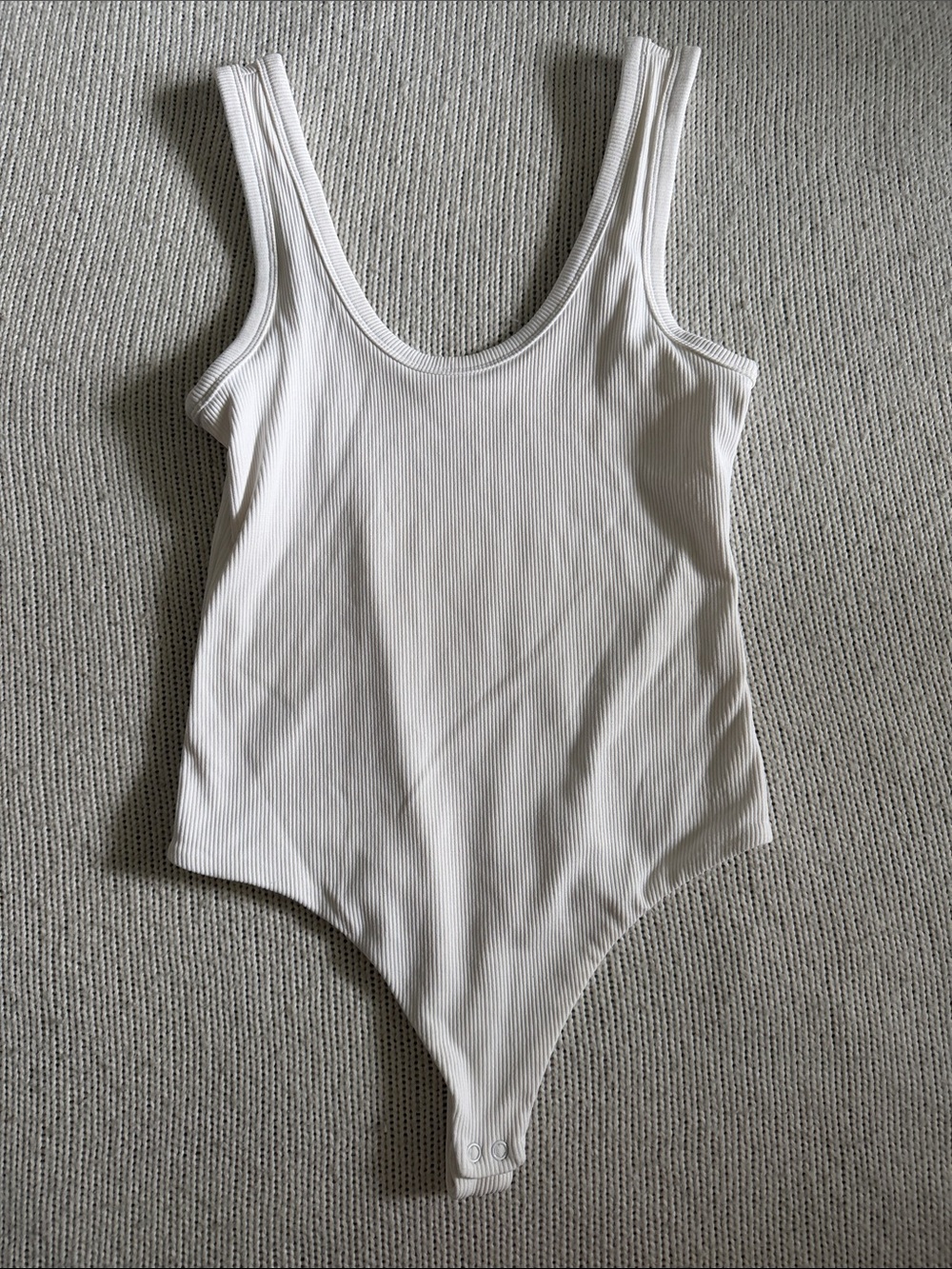 Nuuds Ribbed Sleeveless Bodysuit White Size Small